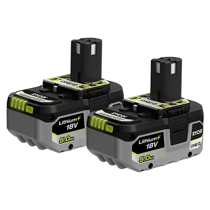 Ryobi ONE+HP Akku Set RB1850X2 - 18 V, 5 Ah, 2 Akkus - Diagonale Ansicht