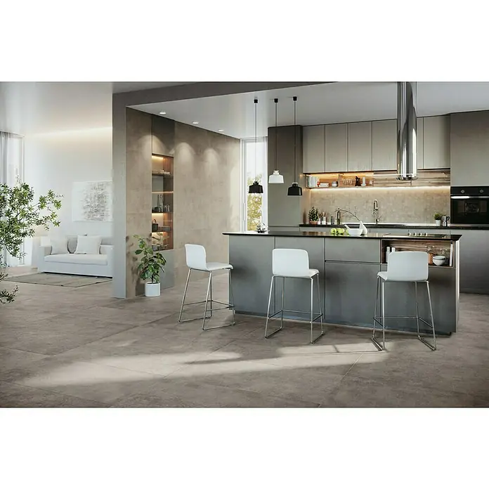 Feinsteinzeugfliese Draft - 60 x 120 cm, Grey, Matt - Stimmungsaufnahme