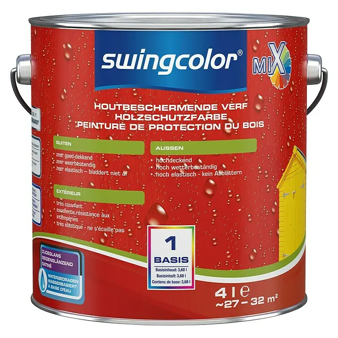 swingcolor Mix Houtbeschermende verf - Mengkleur basis, 4 l, Zijdeglans - Vooraanzicht