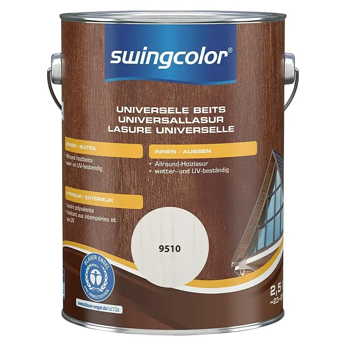 swingcolor Universele beits - Kalkwit, 2,5 l, Zijdeglans - Vooraanzicht