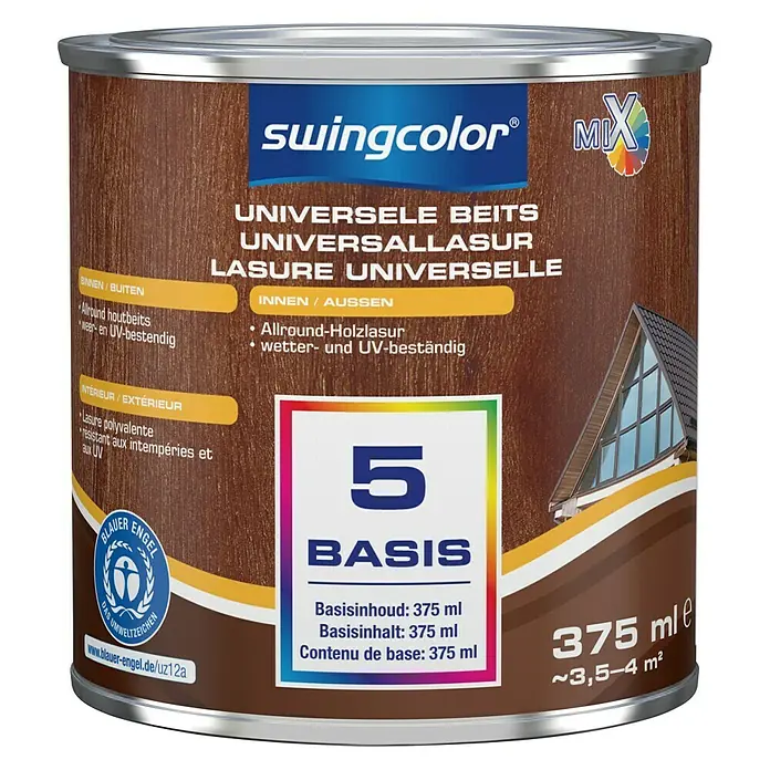 swingcolor Mix Universele beits - Mengkleur basis, 375 ml, Zijdeglans - Vooraanzicht