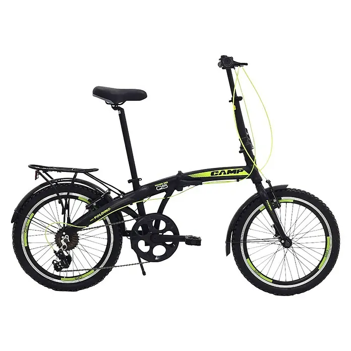 Uirax Bicicleta plegable Belderia - Diámetro neumático: 20 ", Rueda trasera con freno de disco, Negro/Verde - Vista de perfil derecho