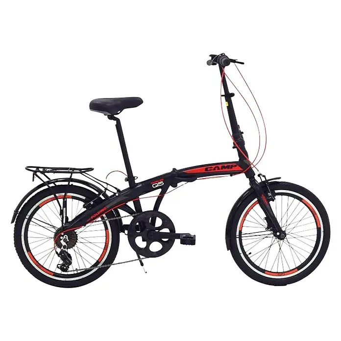 Uirax Bicicleta plegable Belderia - Diámetro neumático: 20 ", Rueda trasera con freno de disco, Negro/Rojo - Vista de perfil derecho