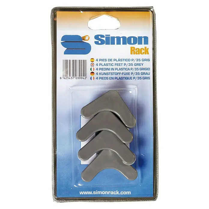 Simonrack Pie de estantería - 4 ud., Específico para: Perfiles Simonrack de 35 mm, Gris