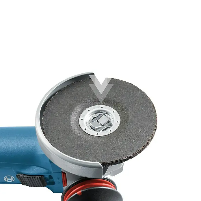 Bosch Professional X-Lock Winkelschleifer GWX 10-125 X-Lock - 1.000 W, Durchmesser Scheibe: 125 mm, Leerlaufdrehzahl: 11.000 U/min - Detailaufnahme