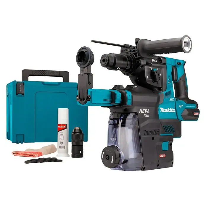 Makita Combihamer HR004GZ02 - Onbelast toerental: 0 tpm - 980 tpm, Slagkracht enkele slag: 2,8 J, Excl. accu - Diagonaal zicht
