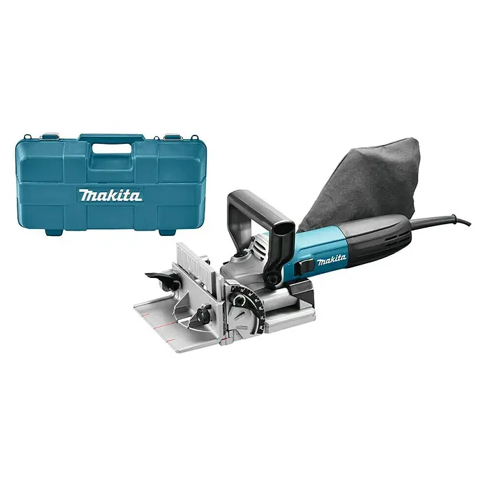 Makita Lamellenfreesmachine 100 mm PJ7000 - 230 V, Onbelast toerental: 11.000 tpm, 701 W - Diagonaal zicht