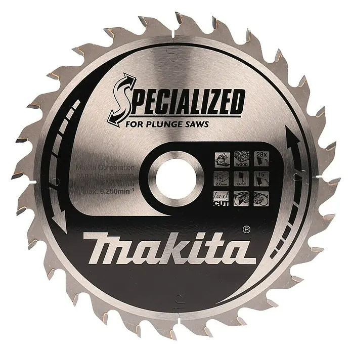 Makita Cirkelzaagblad Hout - 165 mm, 28 tanden - Bovenaanzicht