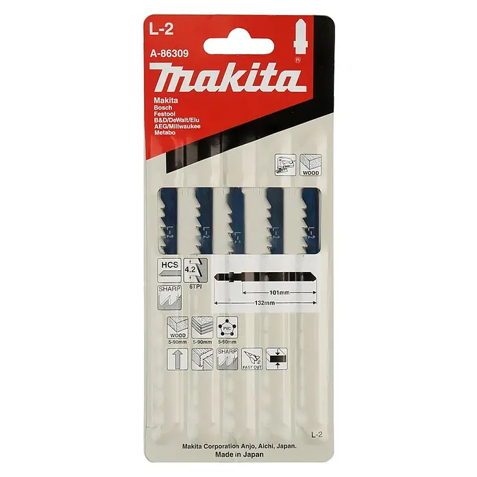 Makita Decoupeerzaagbladen 101 mm L-2 - 5 st. - Vooraanzicht