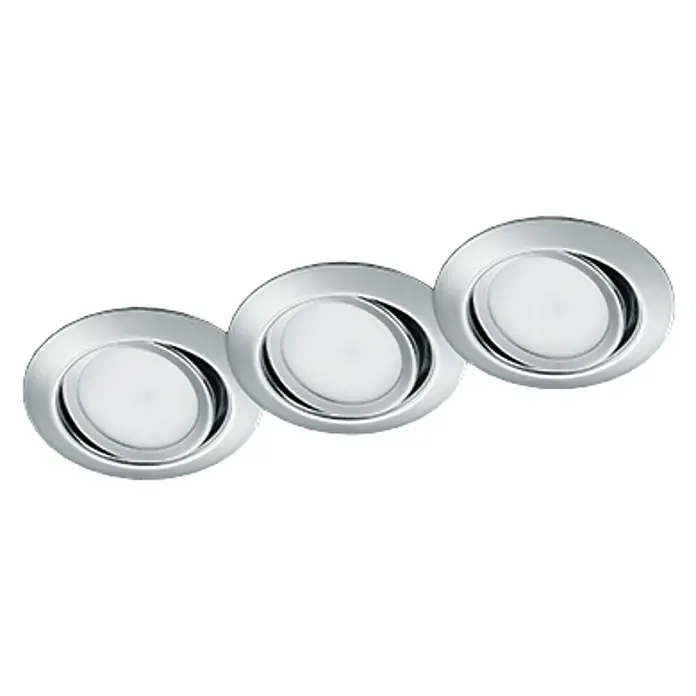 Trio Lighting Set de focos LED empotrables Rila - 3 x 5 W, Color de luz: Blanco cálido, Diámetro: 8,2 cm, Cromo, 3 ud.