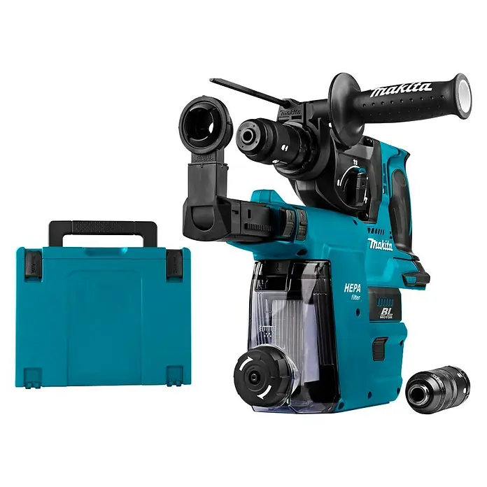 Makita Combihamer DHR243ZJW - Onbelast toerental: 0 tpm - 950 tpm, Slagkracht enkele slag: 2 J - Diagonaal zicht