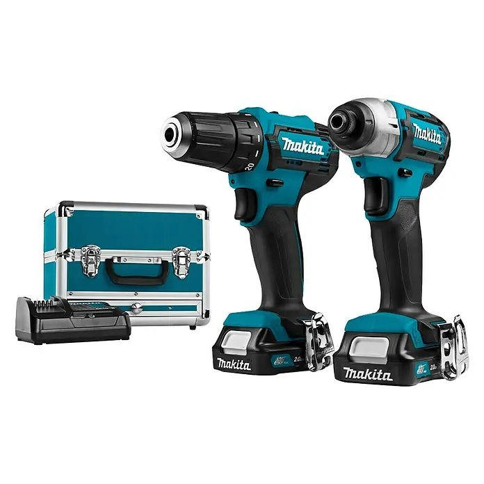 Makita Accuschroefboormachine set CLX224SAX1 - 12 V, 2 accu's, 2 Ah - Diagonaal zicht