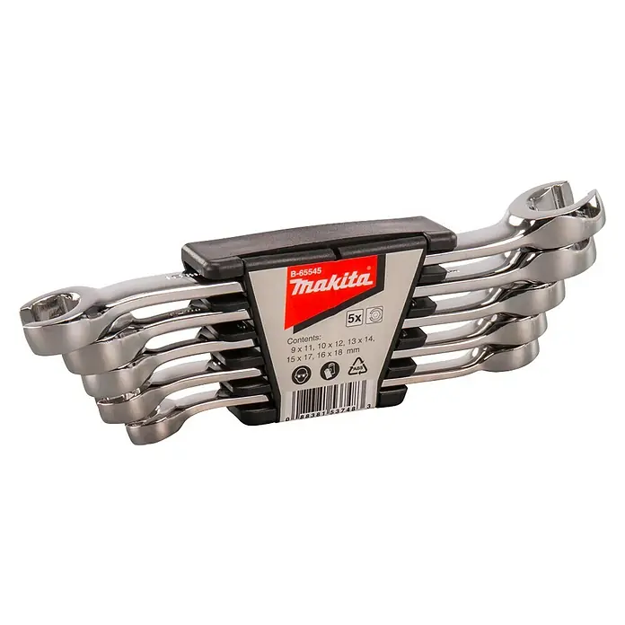 Makita Dubbele ringsleutelset open - 5 -delig - Diagonaal zicht