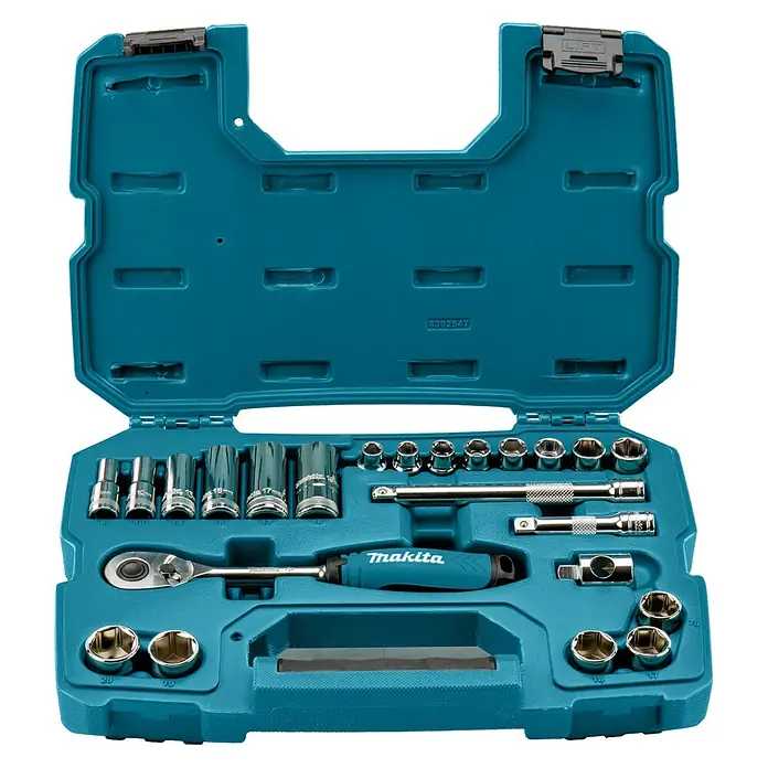 Makita Doppenset met ratel en inbussleutels 3/8 VK - 23 -delig - Vooraanzicht