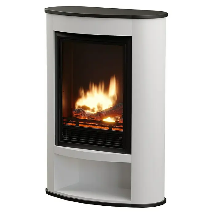 Voltomat HEATING Elektrischer Kamin - Weiß/Schwarz, 1.500 W, 32,9 x 70,6 x 99 cm - Diagonale Ansicht