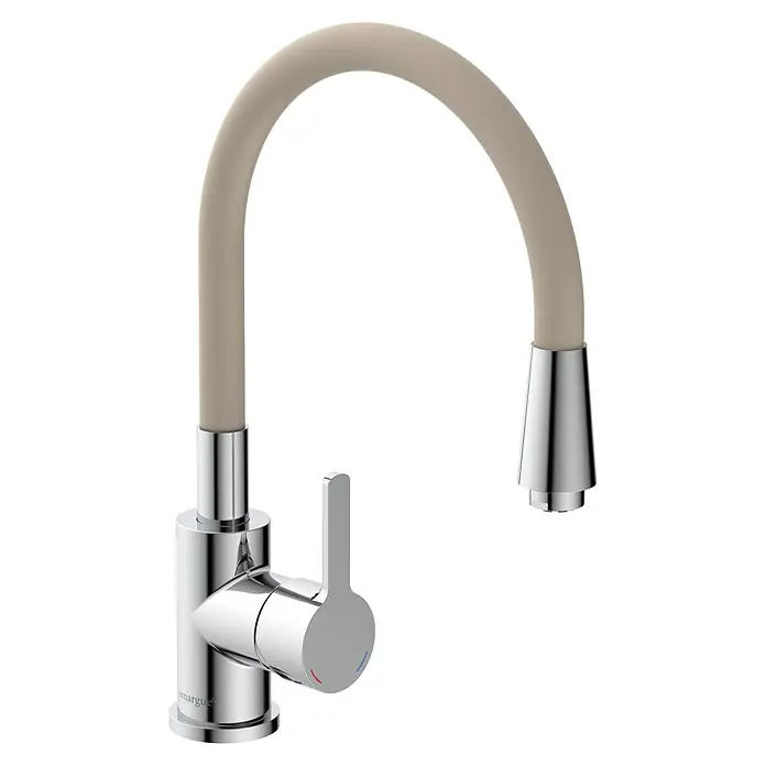 Camargue Spültischarmatur Flexo - Niederdruck, Beige/Chrom, Glänzend - Diagonale Ansicht
