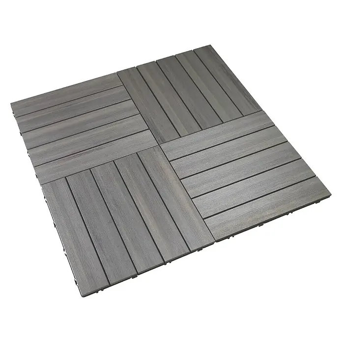 Loseta de WPC con sistema click Texturizada - Gris, 50 x 50 cm, 1 ud. - Vista angular