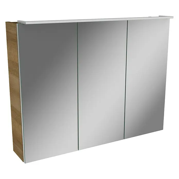 Camargue Stella LED-Spiegelschrank - B x H: 80 x 68,4 cm, Mit Beleuchtung, Spanplatte, Berg Eiche - Linke Seitenansicht