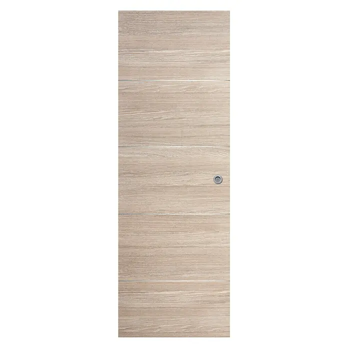 Puerta corredera de madera Roble Gris 400AL con uñero - 82,5 x 203 cm, Roble Gris, Macizo