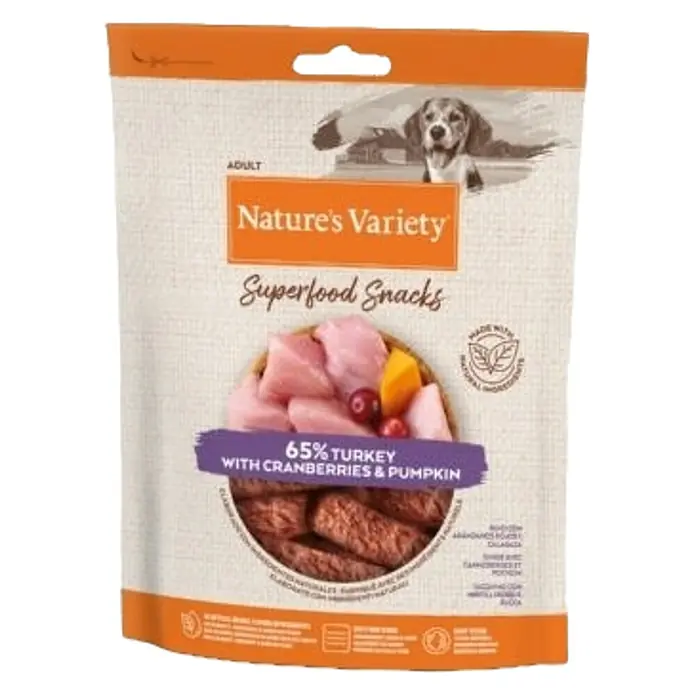 Nature's Variety Comida húmeda para perros Superfood - 85 g, Pavo, arándanos y calabaza - Vista frontal