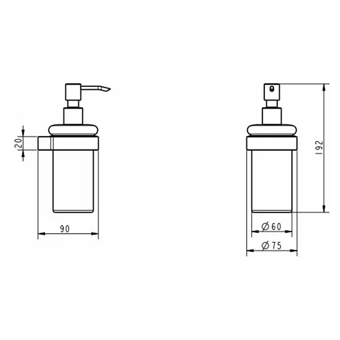 Lenz Pearl Seifenspender - Glas, Nickel - Skizze