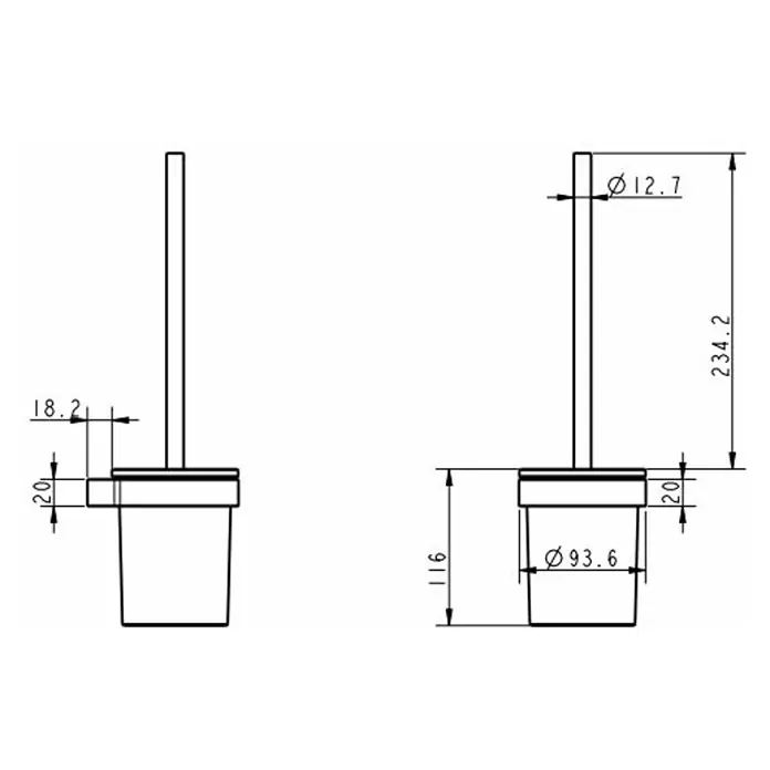 Lenz Pearl WC-Bürstengarnitur - Messing, Nickel - Skizze
