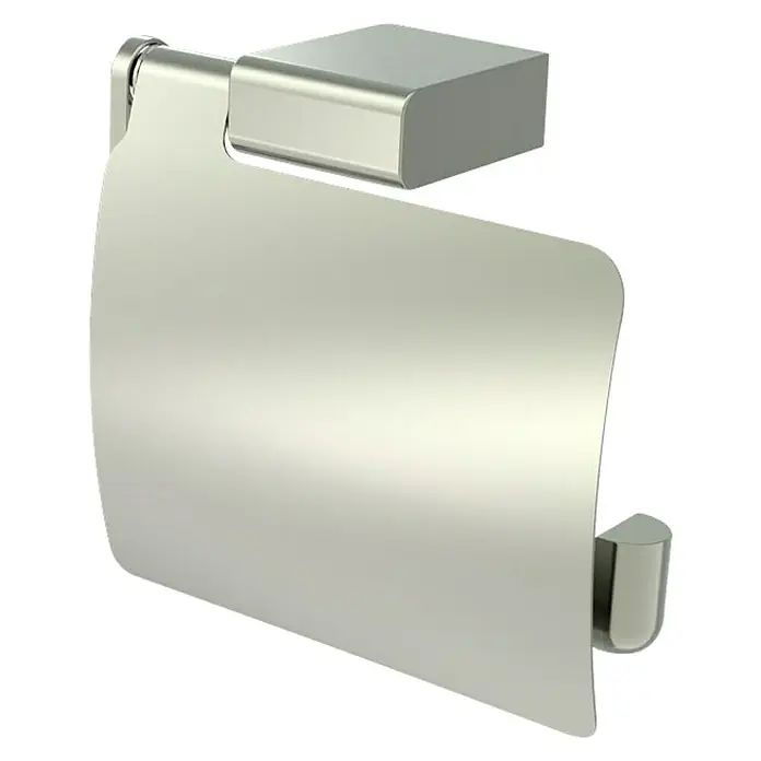 Lenz Pearl Toilettenpapierhalter - Mit Deckel, Nickel, Matt - Diagonale Ansicht