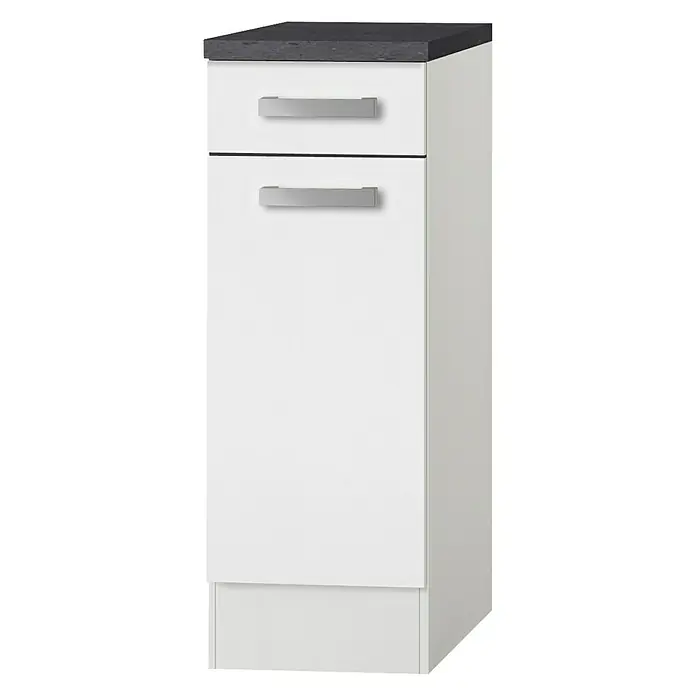 Optifit Oslo Unterschrank Oslo 214 - 60 x 30 x 84,8 cm, Weiß, 2 Griffe - Diagonale Ansicht
