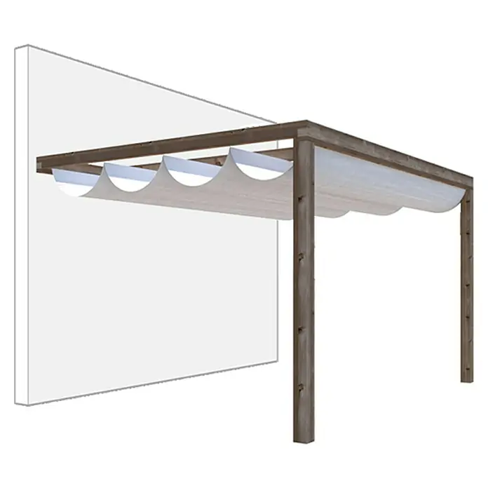 Pérgola adosada Green con toldo - L x An: 400 x 300 cm - Vista angular