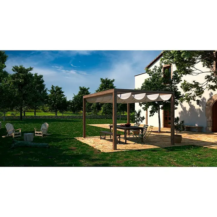 Pérgola adosada Green con toldo - L x An: 300 x 300 cm - Foto ambiente