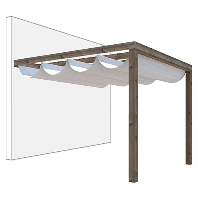 Pérgola adosada Green con toldo - L x An: 300 x 300 cm - Vista angular