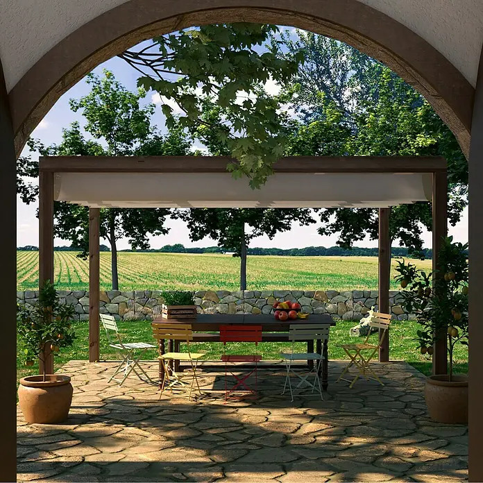 Pérgola con toldo corredero Green - L x An x Al: 300 x 300 x 250 cm - Foto ambiente