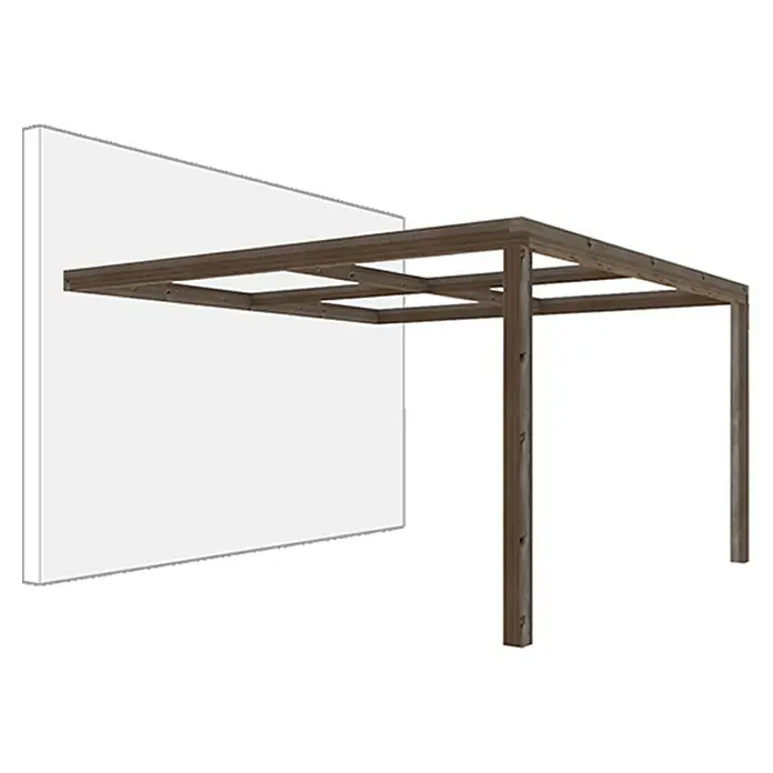 Pérgola adosada Cubik - L x An: 400 x 400 cm - Vista angular