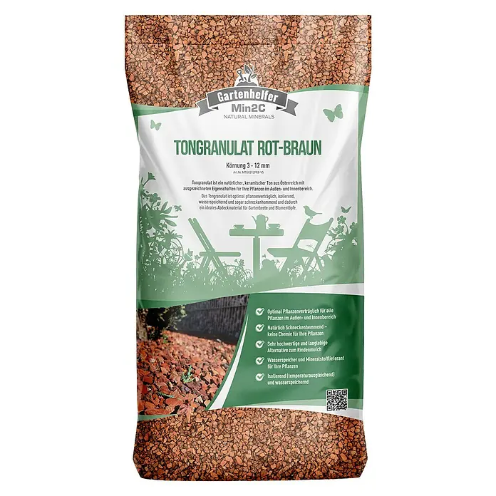Min2C Tongranulat Gartenhelfer - 1 Sack, Rot/Braun - Vorderansicht