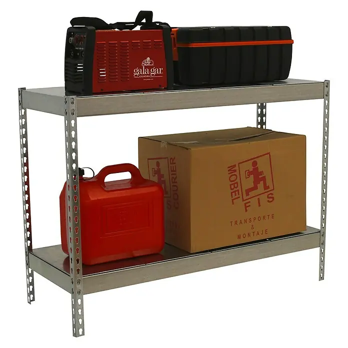 Simonrack Ecoforte Estructura de estantería Metal - L x An x Al: 75 x 150 x 90 cm, Capacidad de carga: 400 kg/balda, Número de baldas: 2 ud., Galvanizado - Vista angular