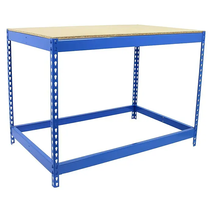 Simonrack Simonwork Mesa de trabajo Basic 1 - L x An x Al: 60 x 210 x 90 cm, Capacidad de carga: 400 kg, Azul - Vista angular