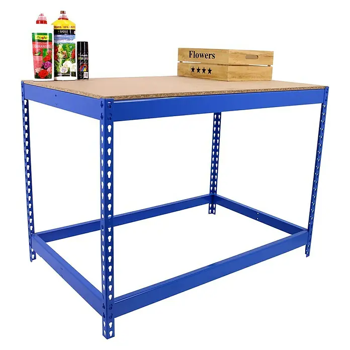 Simonrack Simonwork Mesa de trabajo Basic 1 - L x An x Al: 60 x 210 x 90 cm, Capacidad de carga: 400 kg, Azul - Vista angular