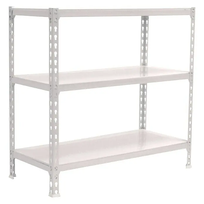 Simonrack Simonclick Estantería metálica Superplus - L x An x Al: 50 x 110 x 100 cm, Capacidad de carga: 200 kg/balda, Número de baldas: 3 ud., Inserción, Blanco - Vista angular