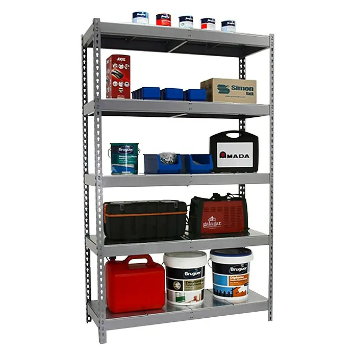 Simonrack Ecoforte Estructura de estantería Metal - L x An x Al: 75 x 120 x 200 cm, Capacidad de carga: 400 kg/balda, Número de baldas: 5 ud., Galvanizado - Vista angular