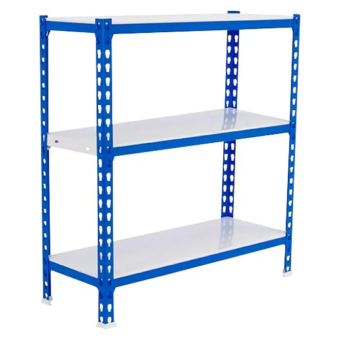 Simonrack Simonclick Estantería metálica Mini - L x An x Al: 30 x 80 x 100 cm, Capacidad de carga: 180 kg/balda, Número de baldas: 3 ud., Inserción, Azul/Blanco - Vista angular
