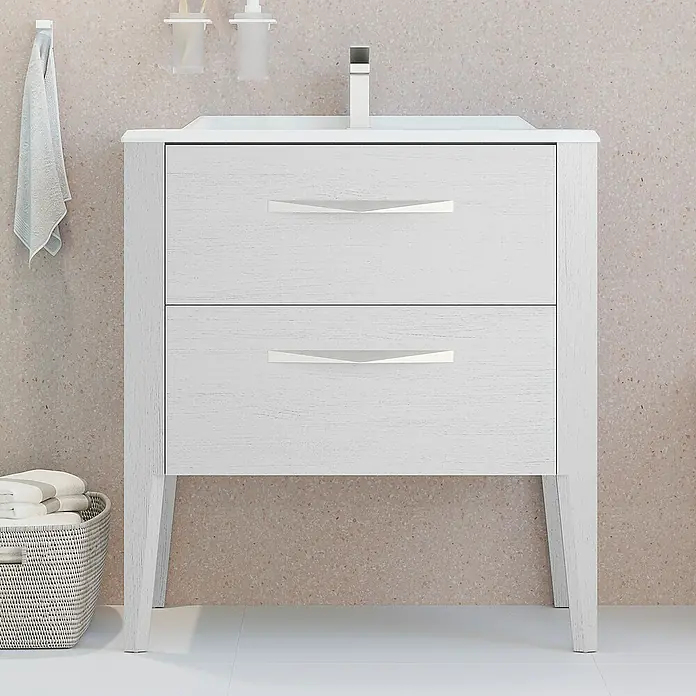 Creabath Tirador para muebles Époque - Distancia entre orificios: 150 mm, L x An x Al: 312 x 20 x 20 mm, Níquel, 2 piezas - Foto ambiente