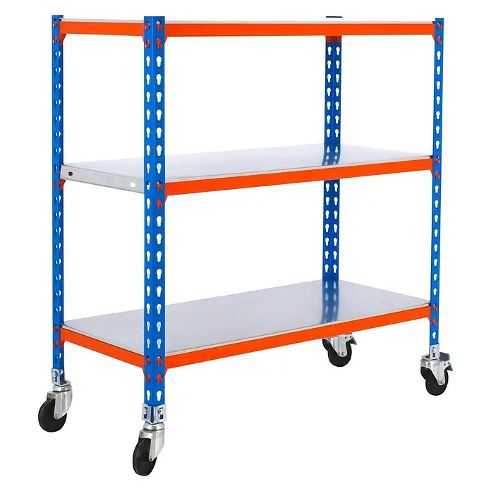 Simonrack Simonclick Estantería metálica Mobile Superplus - L x An x Al: 30 x 110 x 90 cm, Capacidad de carga: 75 kg/balda, Número de baldas: 3 ud., Inserción, Blanco - Vista angular