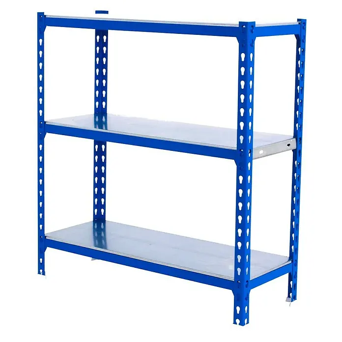 Simonrack Simonclick Estantería metálica Superplus - L x An x Al: 50 x 110 x 90 cm, Capacidad de carga: 200 kg/balda, Número de baldas: 3 ud., Inserción, Azul - Vista angular