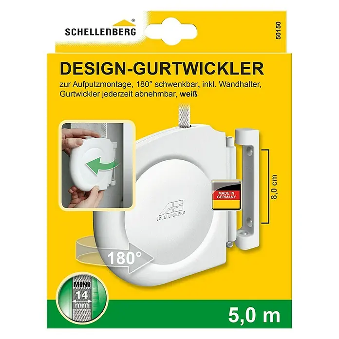 Schellenberg Aufschraubwickler - 143 x 22 x 157 mm, Geeignet für: Rollladen-Mini-Systeme, Weiß - Vorderansicht