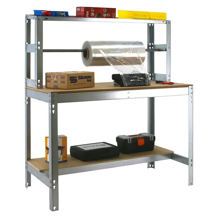 Simonrack Simonwork Banco de trabajo BT4 - L x An x Al: 76 x 121 x 144,5 cm, Capacidad de carga: 600 kg, Galvanizado - Vista angular