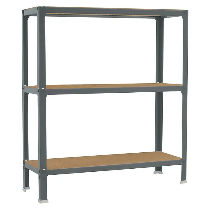 Simonrack Simonhome Estantería metálica Wood Plus - L x An x Al: 30 x 100 x 90 cm, Capacidad de carga: 150 kg/balda, Número de baldas: 3 ud., Gris - Vista angular