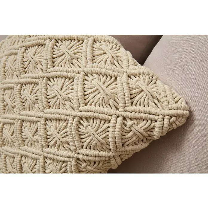 Cojín Wigmen Macramé - Natural, 45 x 45 cm, 100% algodón - Primer plano