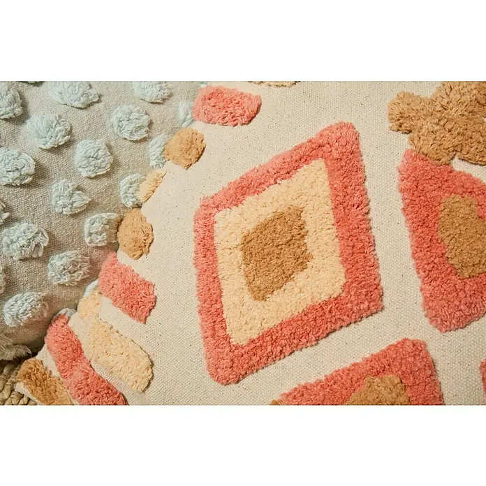 Cojín - Natural/Salmón, 45 x 45 cm, 100% algodón - Primer plano