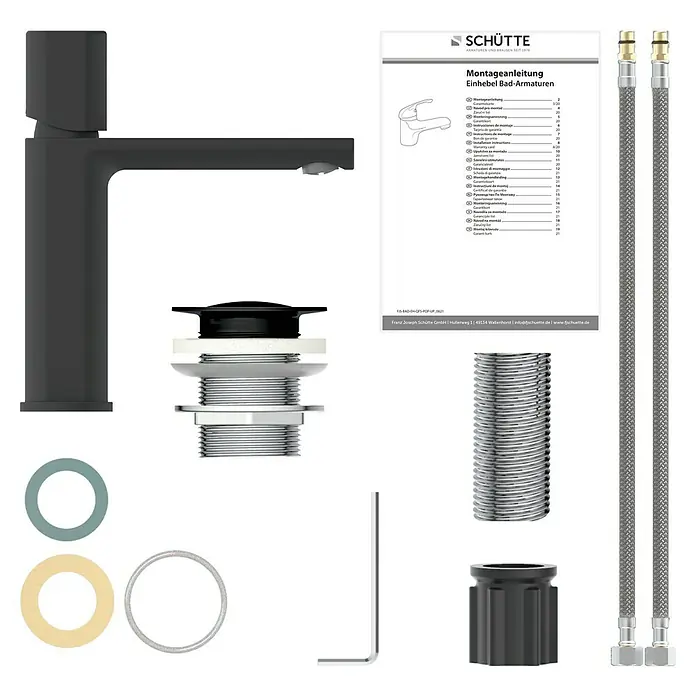 Waschtischarmatur New York - L x B x H: 22,3 x 19,2 x 8,6 cm, Schwarz, Matt - Ansicht von oben