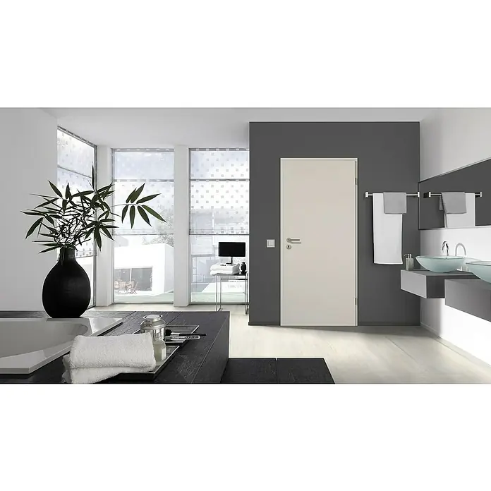 GetaDoor Laminit Zimmertür GL 223 - 735 x 1.985 mm, DIN Anschlag: Rechts, Weiß seidenmatt, Mittellage: Röhrenspan - Stimmungsaufnahme